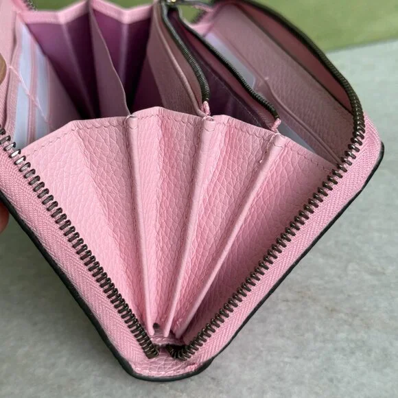 Gucci Bamboo GG Pink Leather Zip Around Long Wallet 739499 AABXM 5823